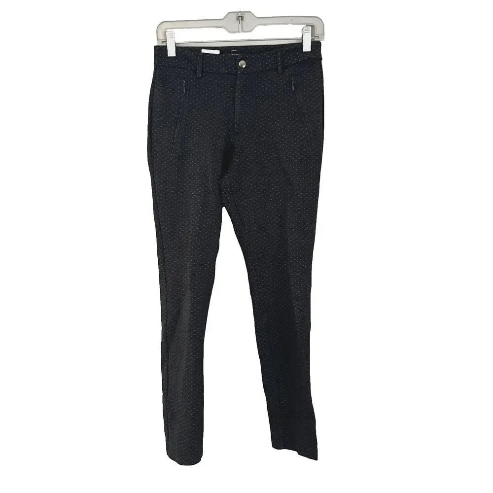 Banana Republic Womens Dark Gray Ankle Pants 0 Skinny Leg Polka Dot Flat Front